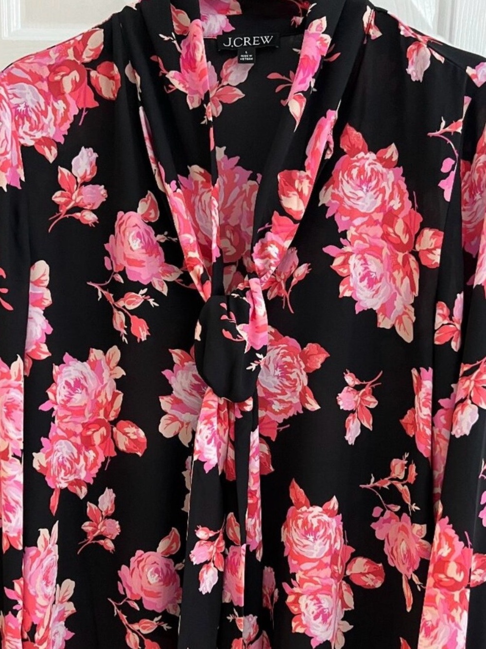 J.Crew Midnight Rose Tie Neck Blouse - in Size Large